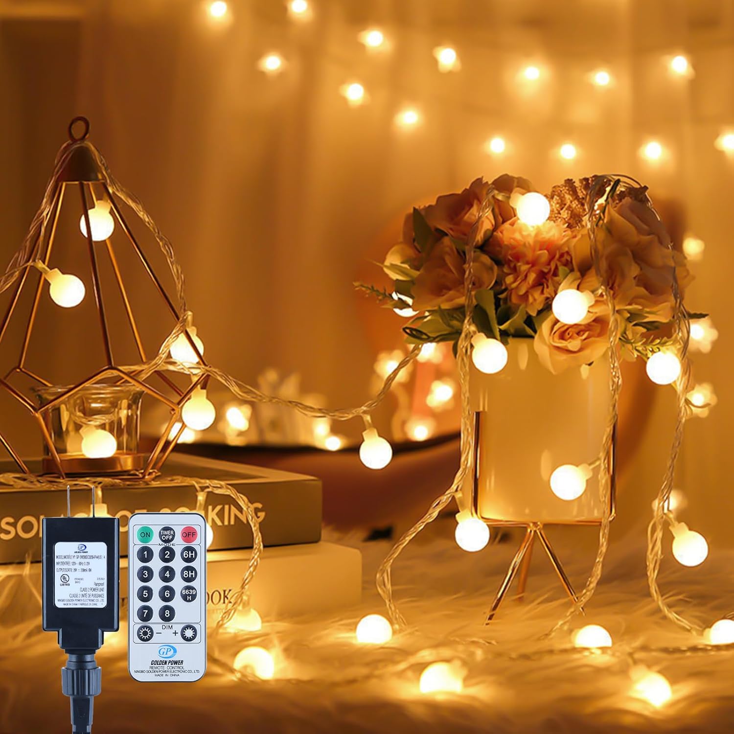 Globe String Lights, Special 59FT 100 Led Fairy Lights Plug In, High-Quality Str...