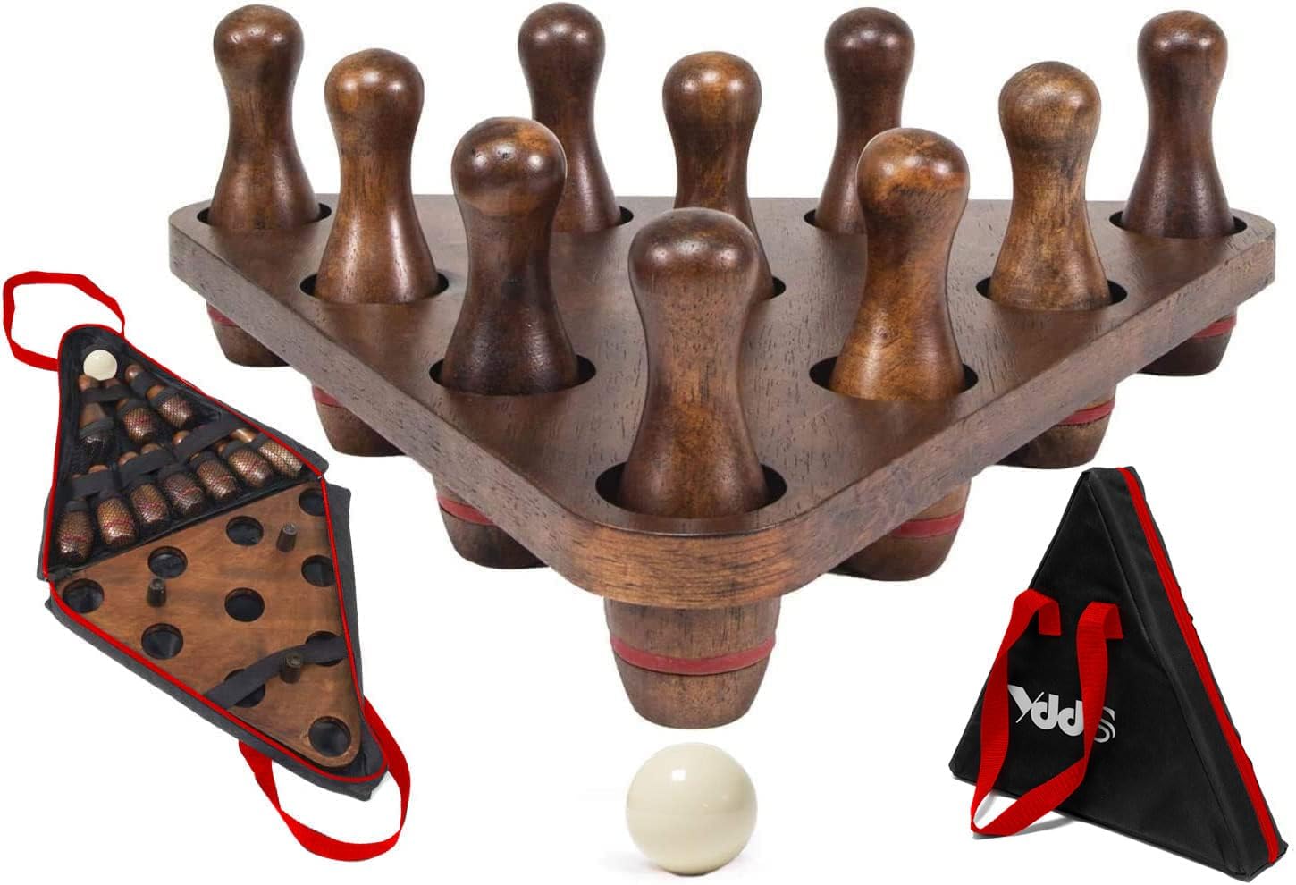 Shuffleboard Bowling Pin Set, Premium Bowling Pins with 10 Pcs Hardwood, Durable...