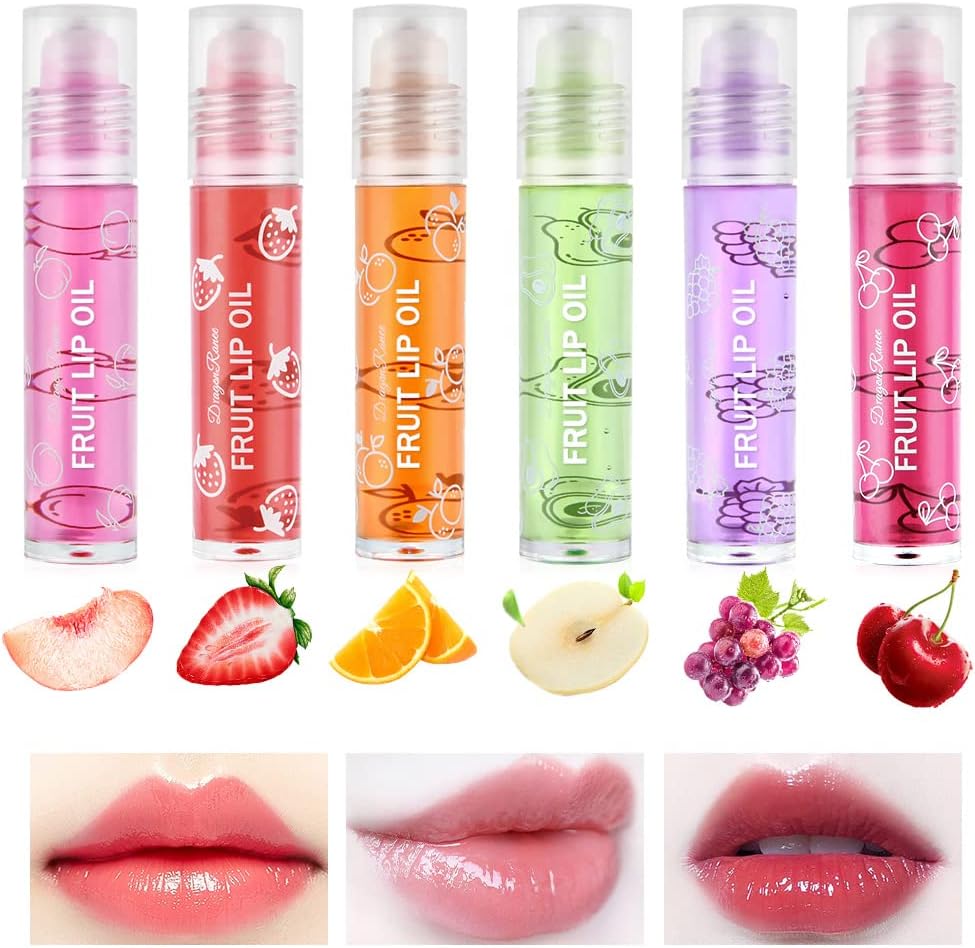 AOOWU 6 Pcs Hydrating Lip Oil Set, Fruit-Flavored...