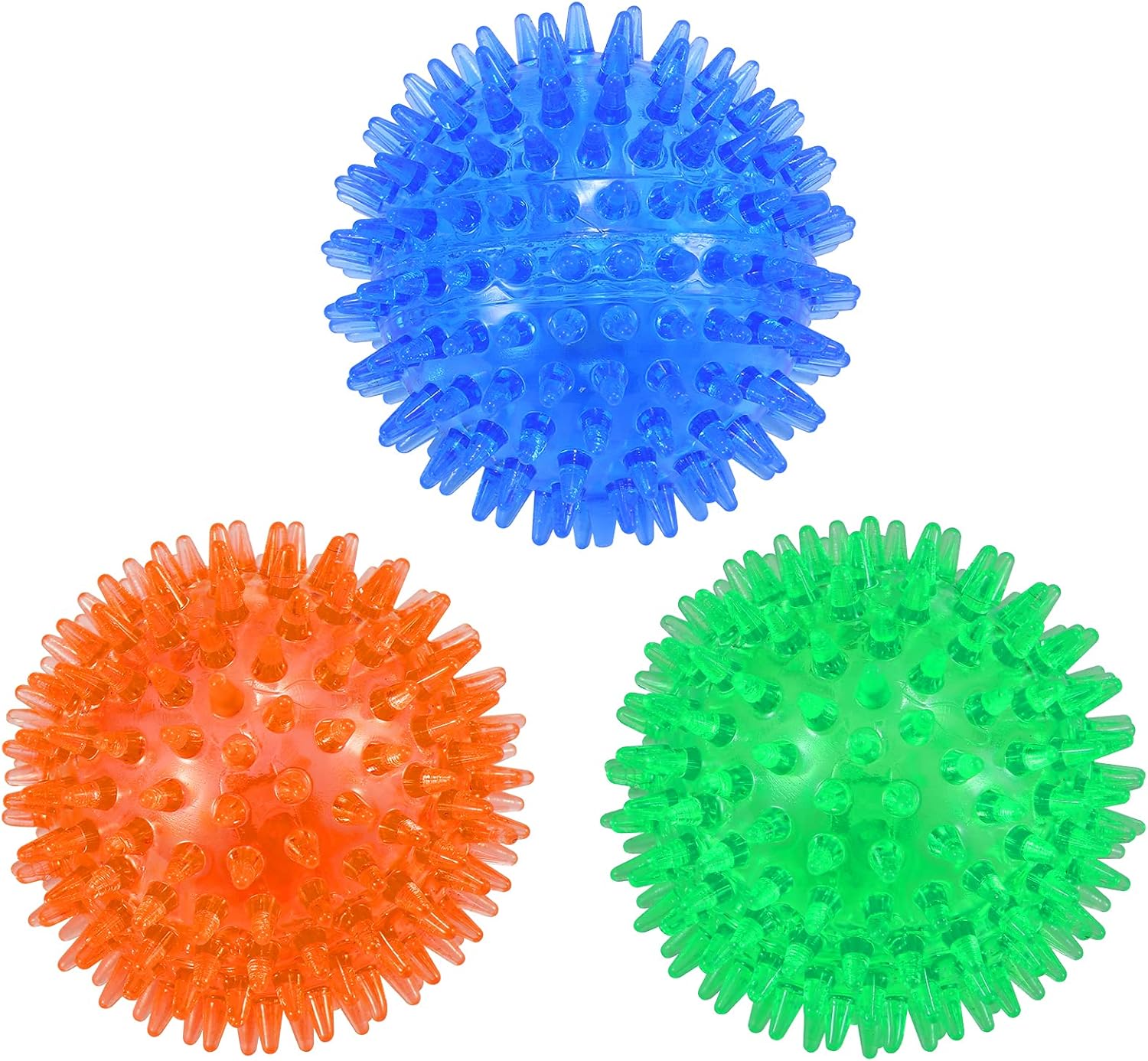 petizer 3-PACK Squeaky Dog Ball Toys ，Dogs Chew Spiky Ball ， Floatable Dog Poo...