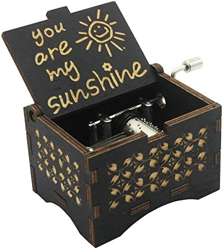 CAMKONG Laser Engraved Vintage Wooden Hand Crank Music Box You are my Sunshine B...