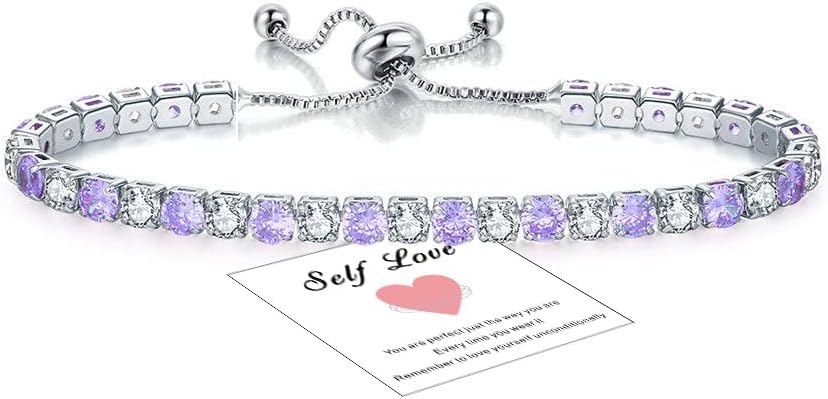 HEYA Bracelet, Special Sterling Silver Plated Tennis Bracelet, Unique Crystal Sl...