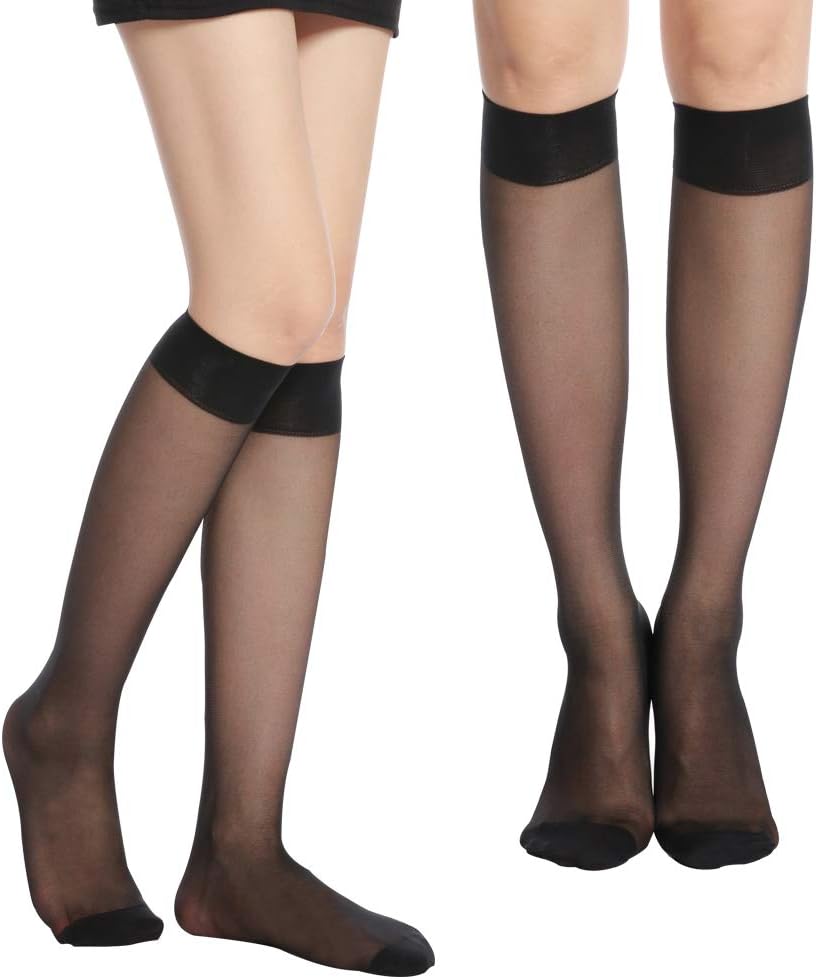 HA WA Women's knee socks 9 pair with soft cuff for adults fine knee socks, 20 de...