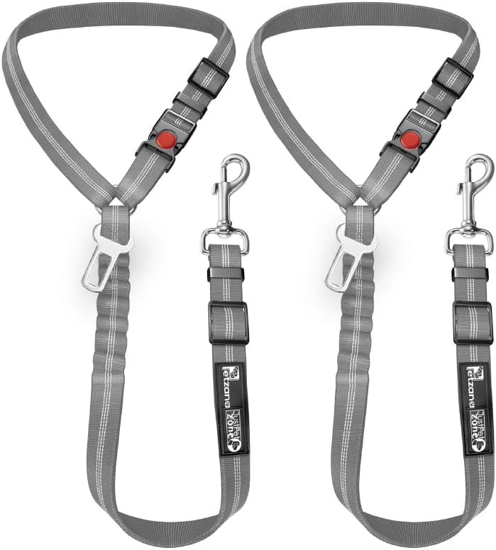Dog Seat Belt Harness for Car - 2-in-1 Leash and Restraint Secures to Headrest....