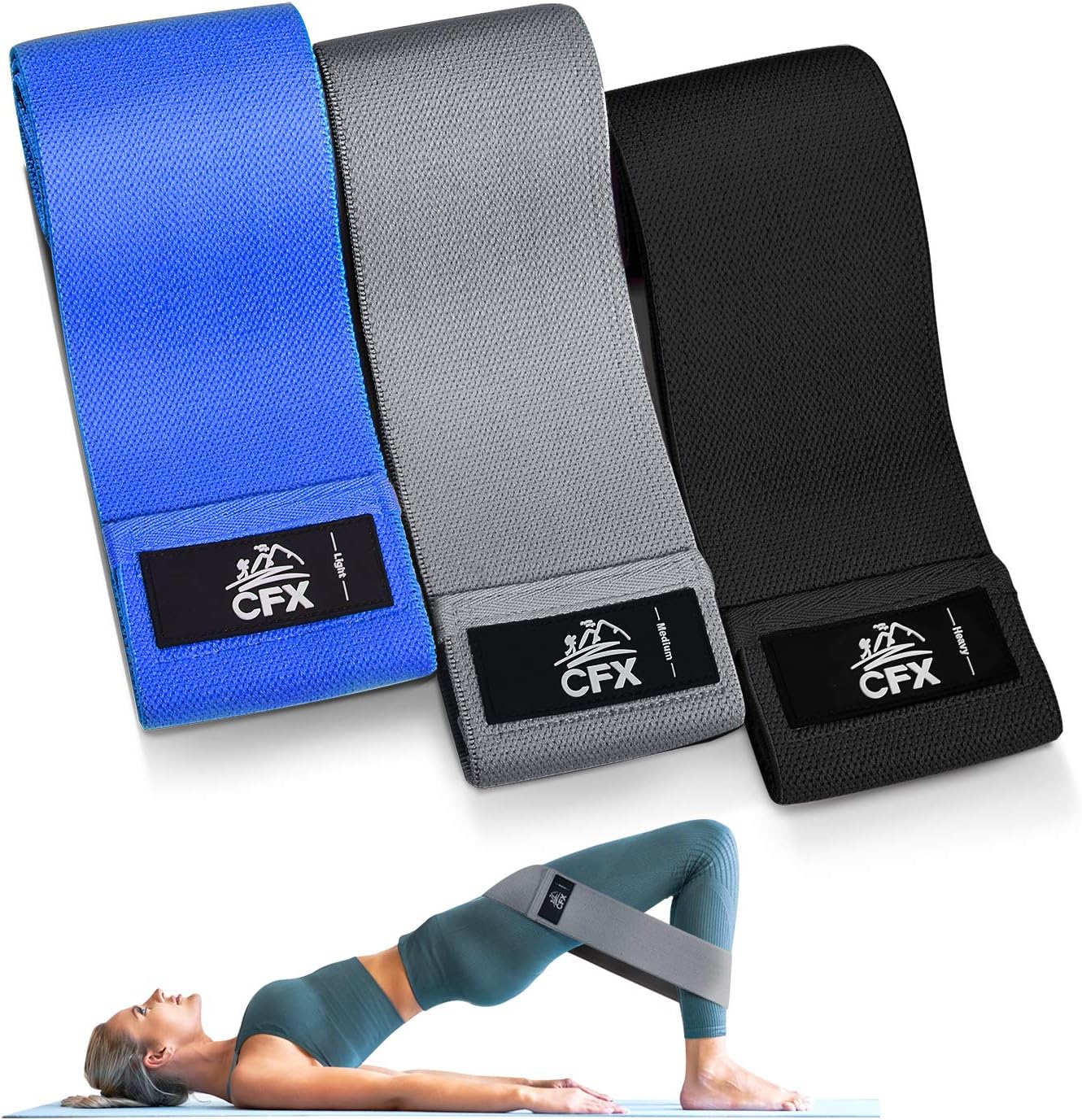 CFX Resistance Bands 3 Sets, Premium Exercise Bands with Non-Slip Design for Hip...