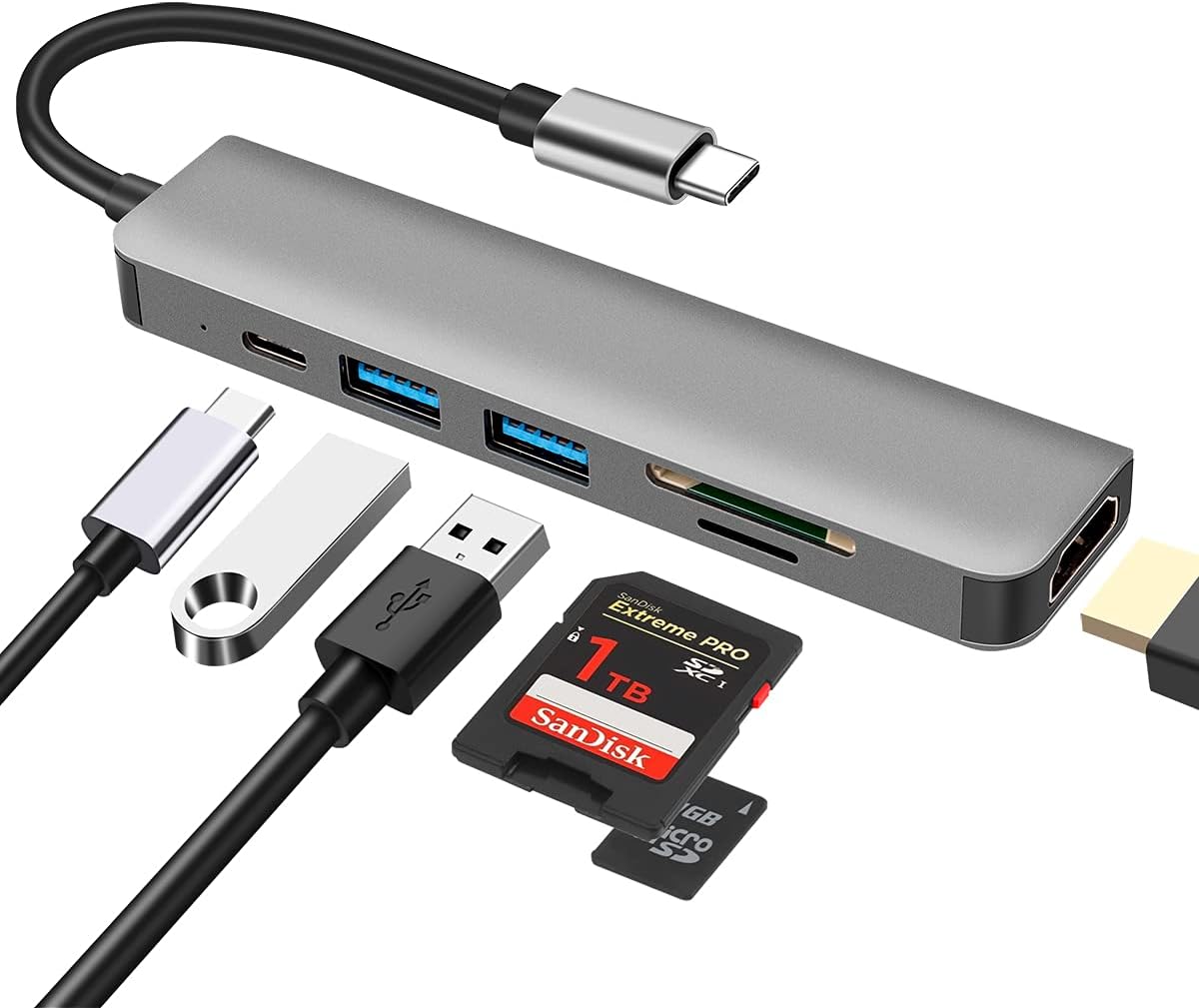 DEMKICO 6 in 1 USB Hub, Special Multiport Adapter with 4K HDMI, Innovative USB T...