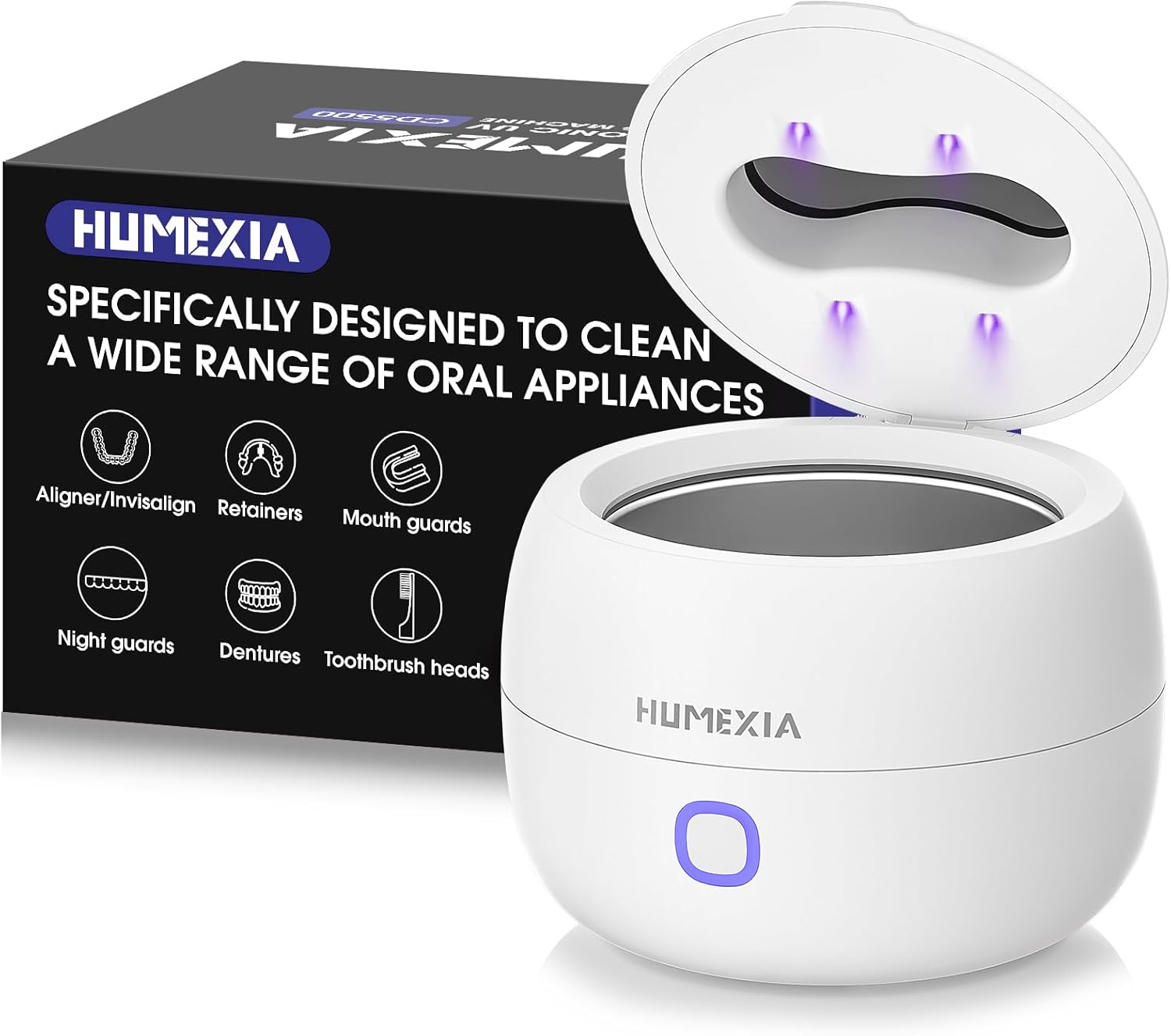 HUMEXIA Ultrasonic Retainer Cleaner UV Dentures Cleaning Machine for Aligner, Mo...