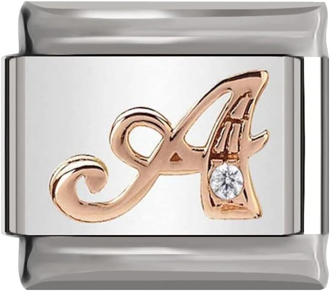Italian Charms Rose Gold, Unique Letter A-Z Charm Link, Affordable Bracelet Acce...