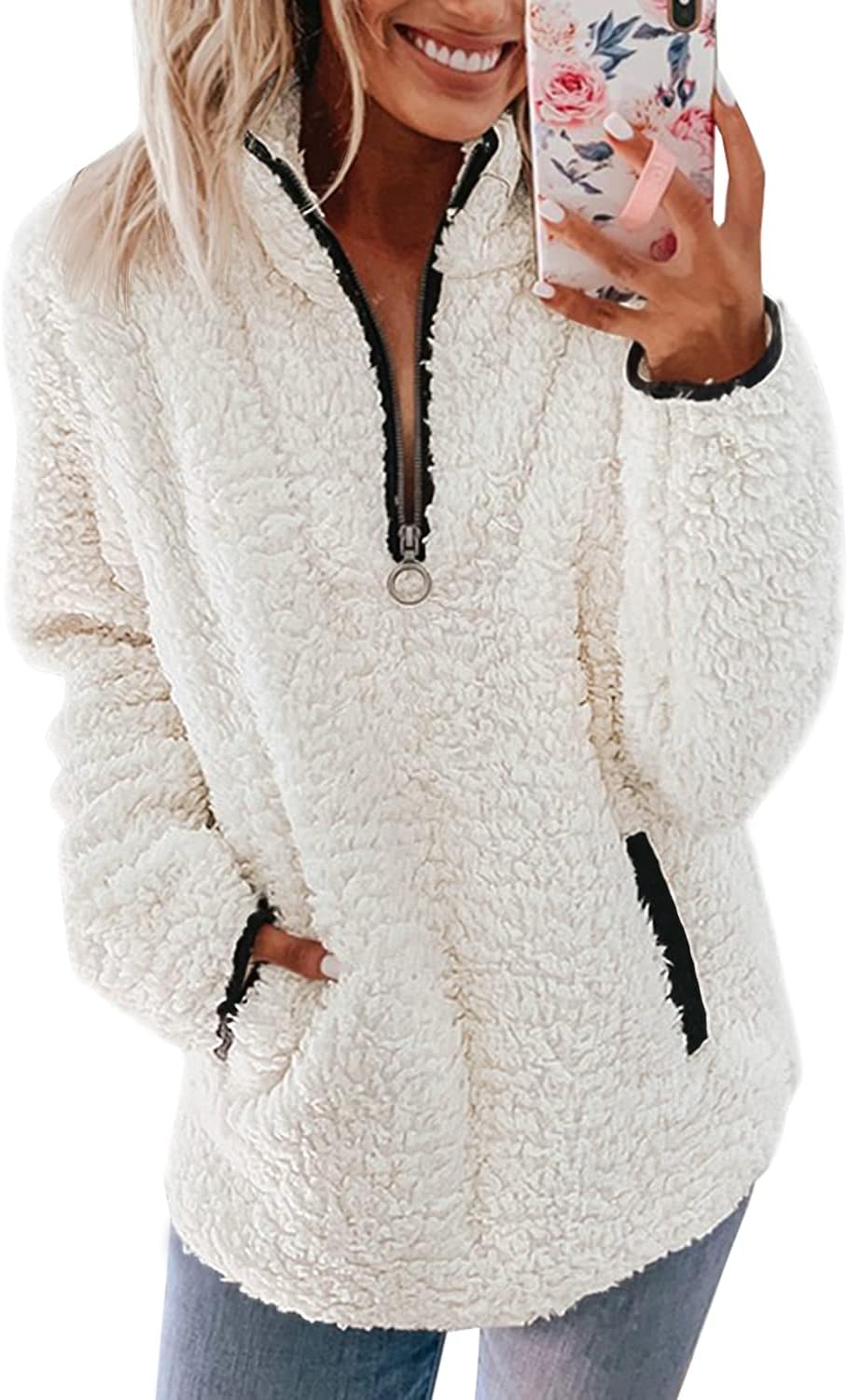 Nilimoph Womens Fleece Jumper, Special Fluffy Pullover Teddy Fleece Sweatshirts,...