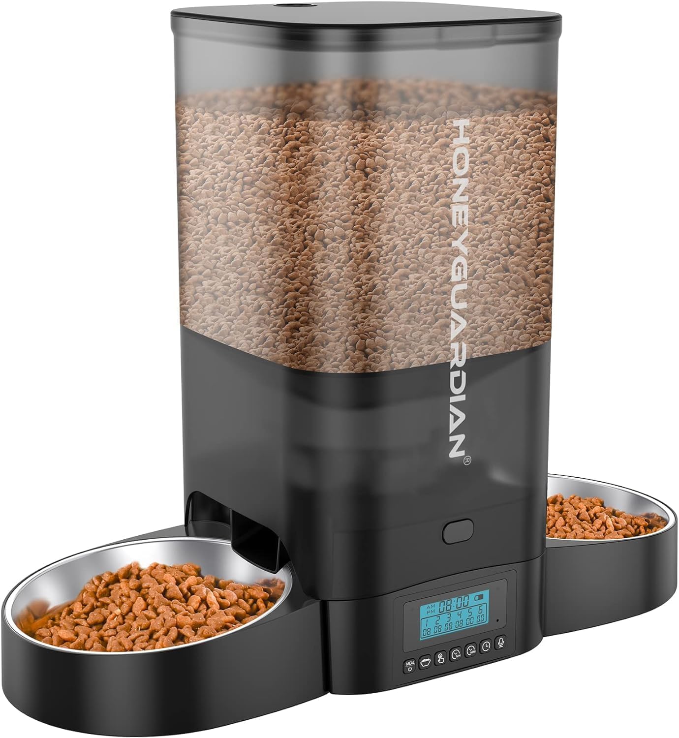 HoneyGuaridan Automatic Cat Feeder for 2 Cats, Equally Distributed Cat Feeder Ti...