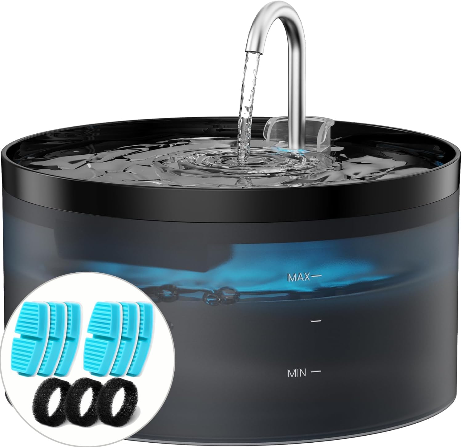 BEMOONY 3.2L Cat water Fountain for Drinking with 9 Filters, Super Silent cat wa...