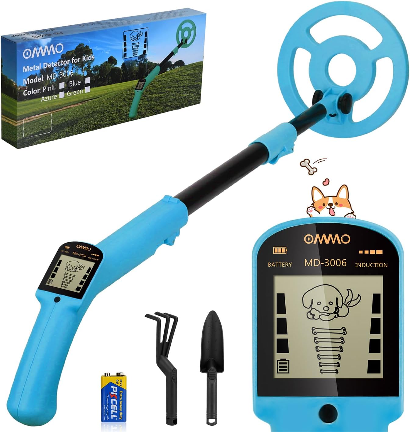 OMMO Metal Detector Kids, Adjustable Stem18.3''-37.8'' Metal Detector with LCD D...