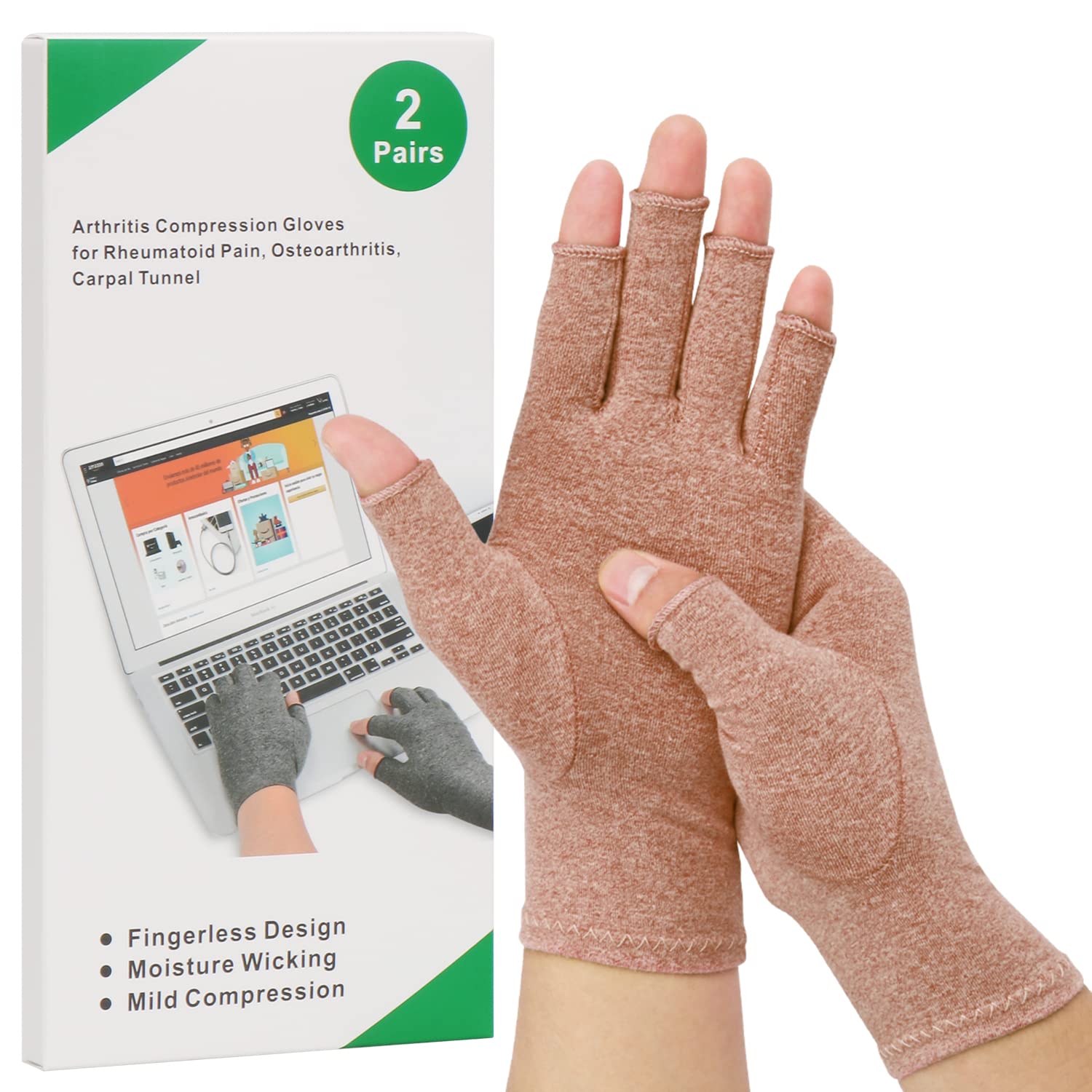 2-Pair Arthritis Compression Gloves for Alleviate Rheumatoid Osteoarthritis, Car...