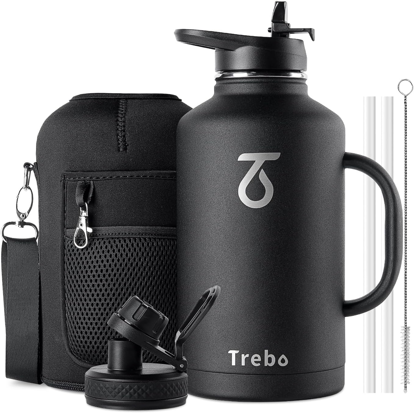 Insulated Water Bottle 2L, Trebo Stainless Steel Water Bottle Large Metal Bottle...