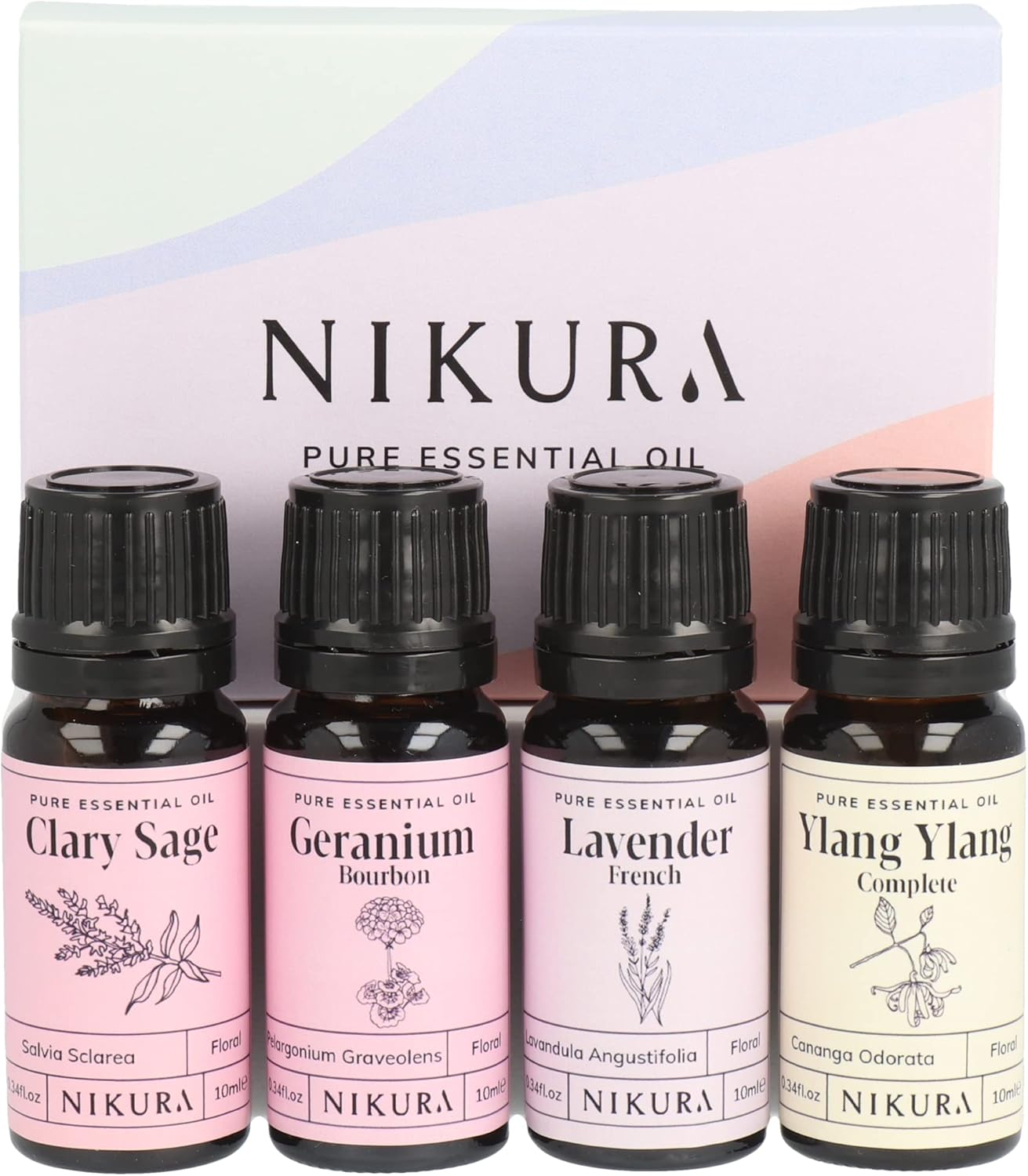 Nikura Floral Essential Oil Gift Set - 4 x 10ml | Perfect for Gifts, Aromatherap...
