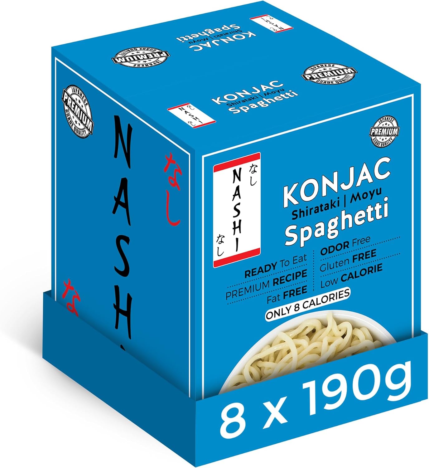 Nashi Shirataki Konjac Moyu Spaghetti (8×190g) - Keto Friendly Food, Glucomannan...