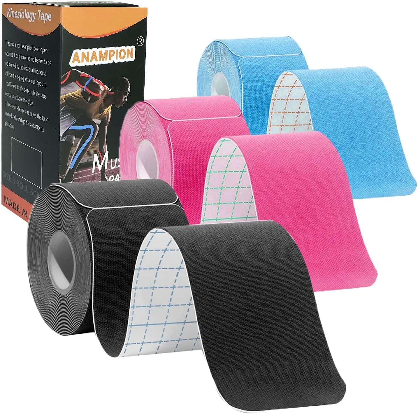 Kinesiology Tape Precut (3 Rolls,60 Strips) Waterproof Sports Tape for Athletes...