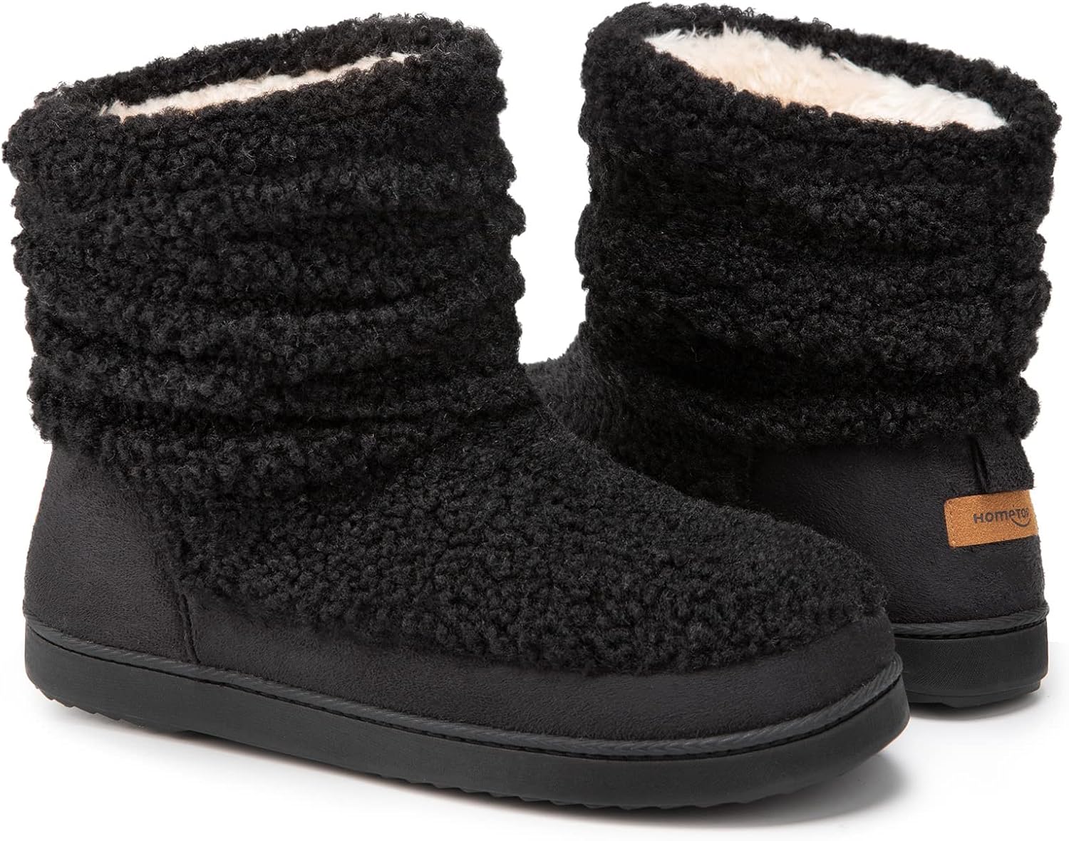 HomeTop Women's Bootie Slippers, Special Fuzzy Warm Memory Foam Indoor House Sho...