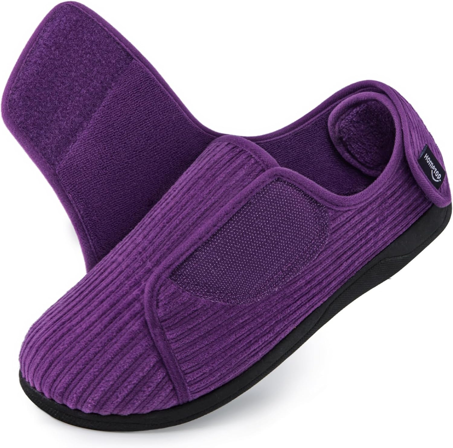 HomeTop Women's Corduroy Slippers, Special Indoor Closed-back House Shoes, Comfy...