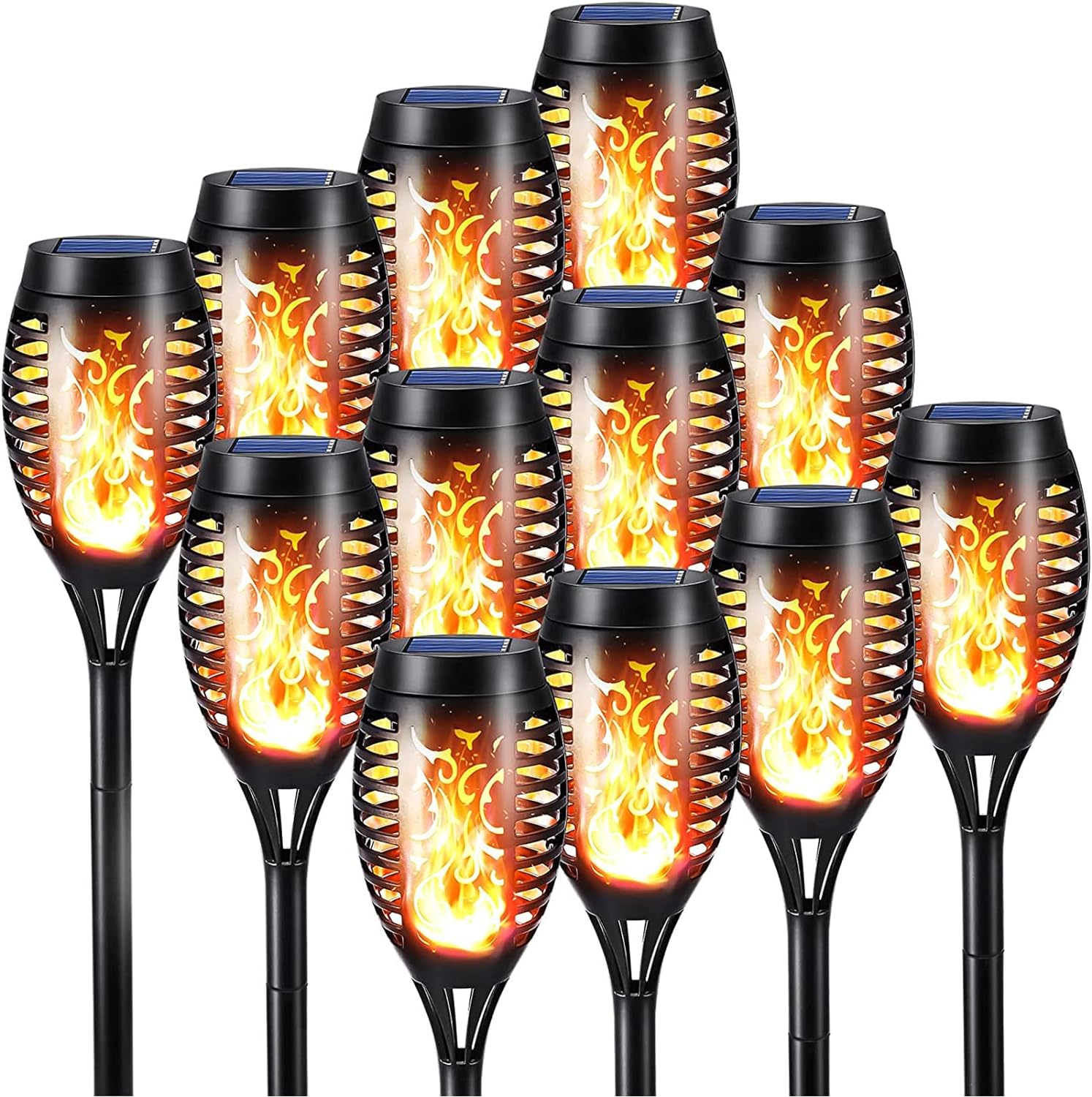 Geemoo Solar Torch Lights, Special Flickering Dancing Flame Lights, Affordable W...