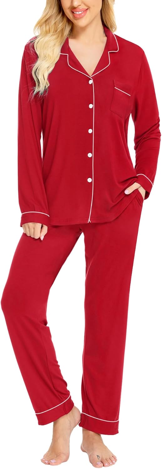 SWOMOG Women Pyjamas Sets, Special Soft Long Sleeve Button Down Sleepwear, Innov...