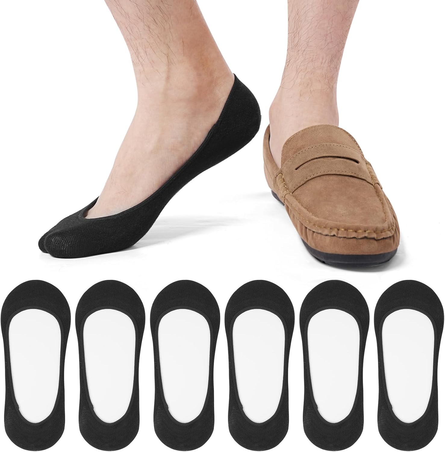 Blu Ninfee No Show Socks Mens 9-12/6-8, 6Pairs Invisible Socks Men Low Cut Liner...