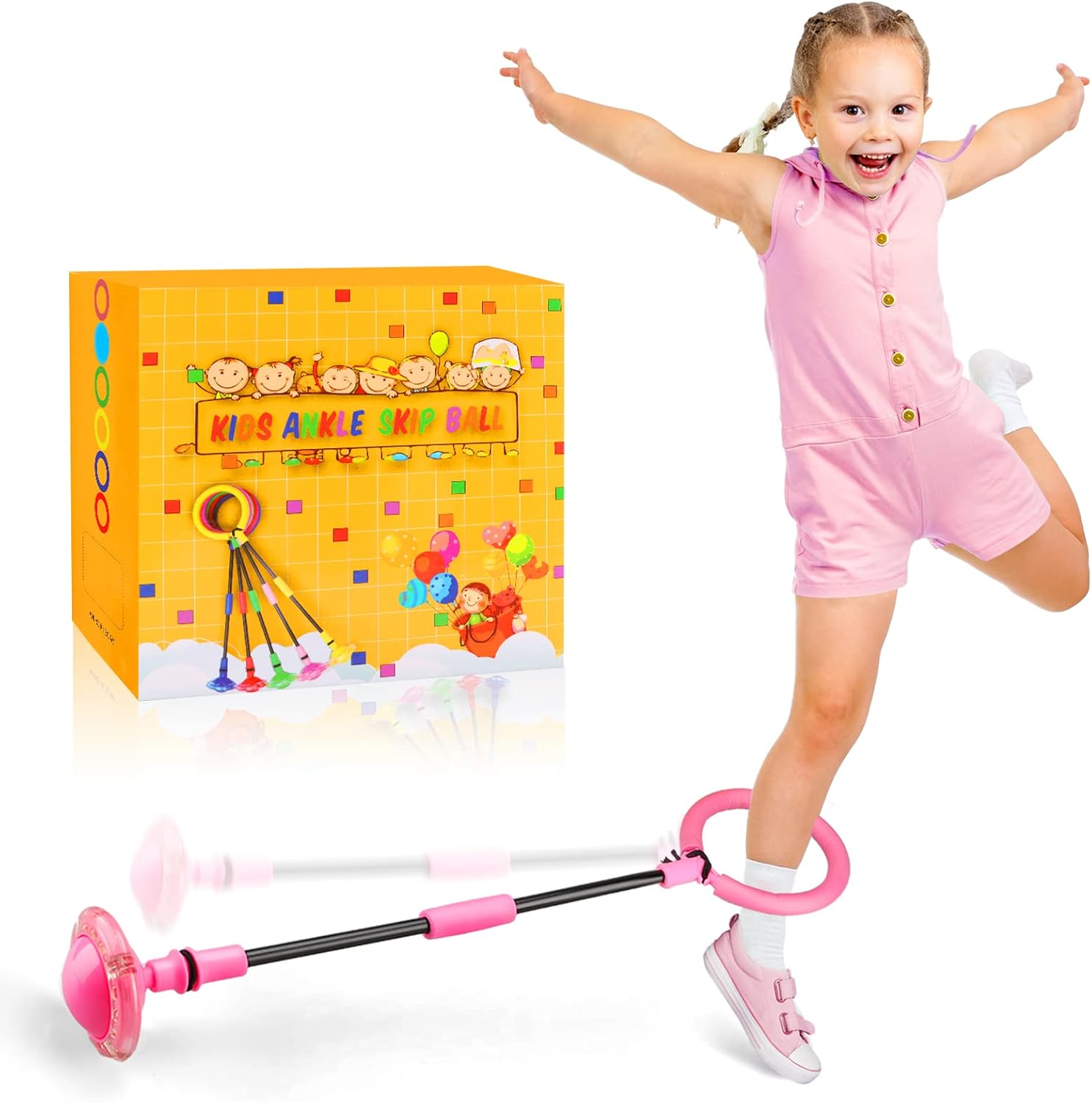 Chridark Ankle Skip Ball for Kids - Foldable Flash Wheel Skip Ball, Outside Game...
