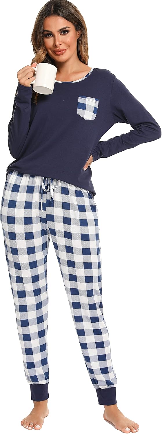 Vlazom Women's Pyjamas Sets, Special Pyjamas with V-Neck, Soft Long Sleeve Pyjam...