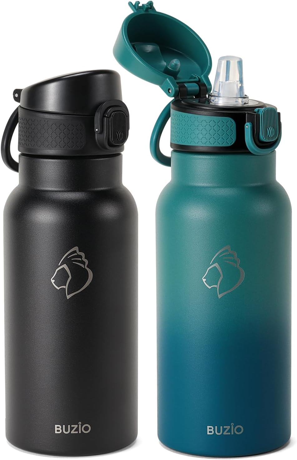 BUZIO 2 Pack Insulated Water Bottle 500ml - Stainless Steel Water Bottle with St...