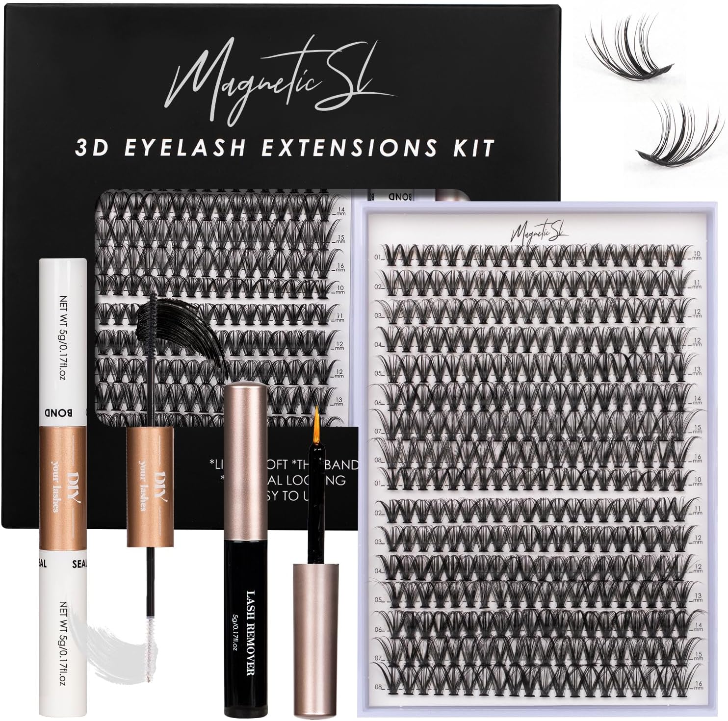 DIY Lash Extension Kit 320PCS Cluster Lashes C/D Curl Lash Clusters with Lash Bo...