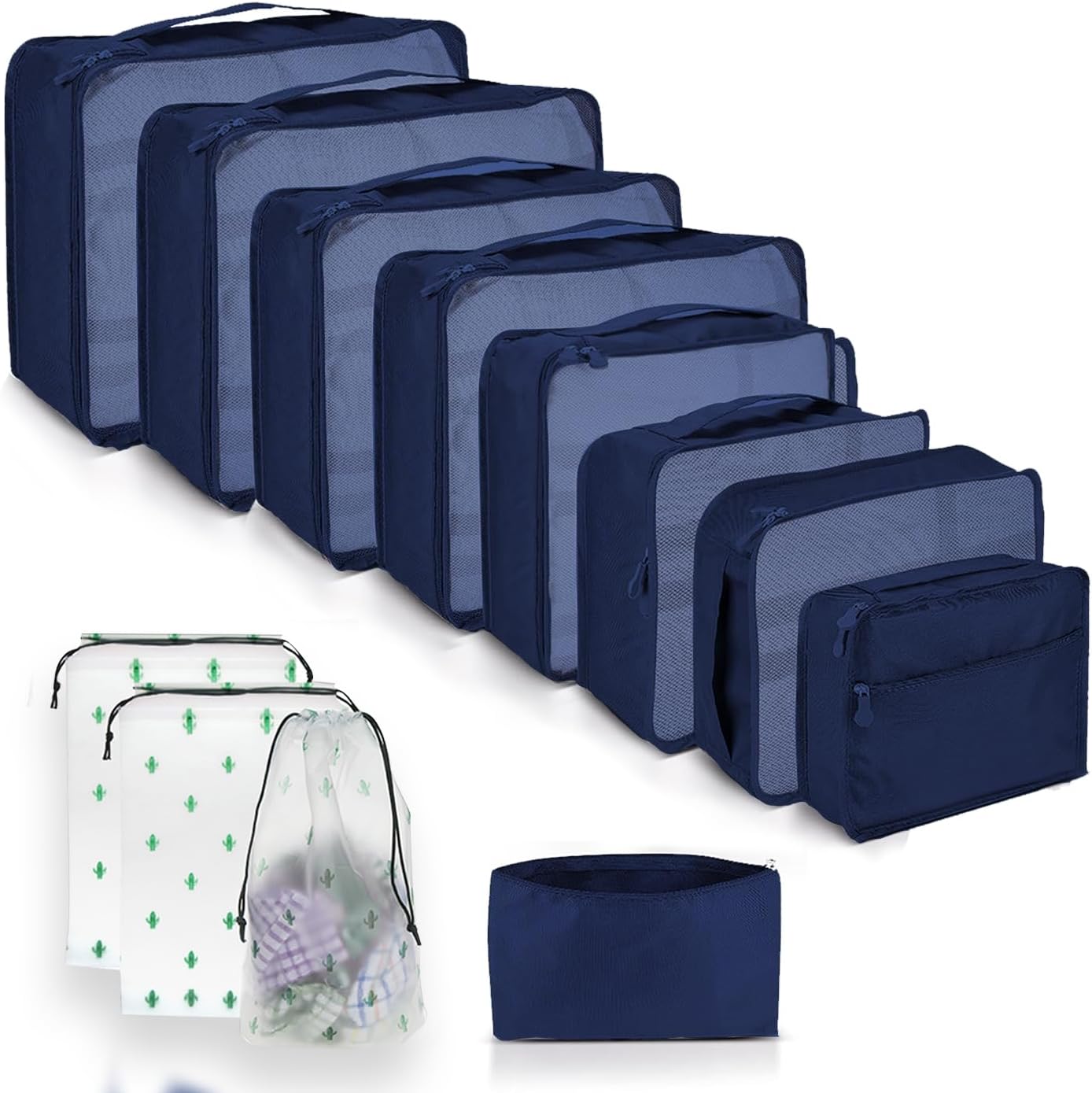 12 Pcs Packing Cubes for Suitcase 12 Sizes Suitcase Organizer Bags 12 Set Mesh P...