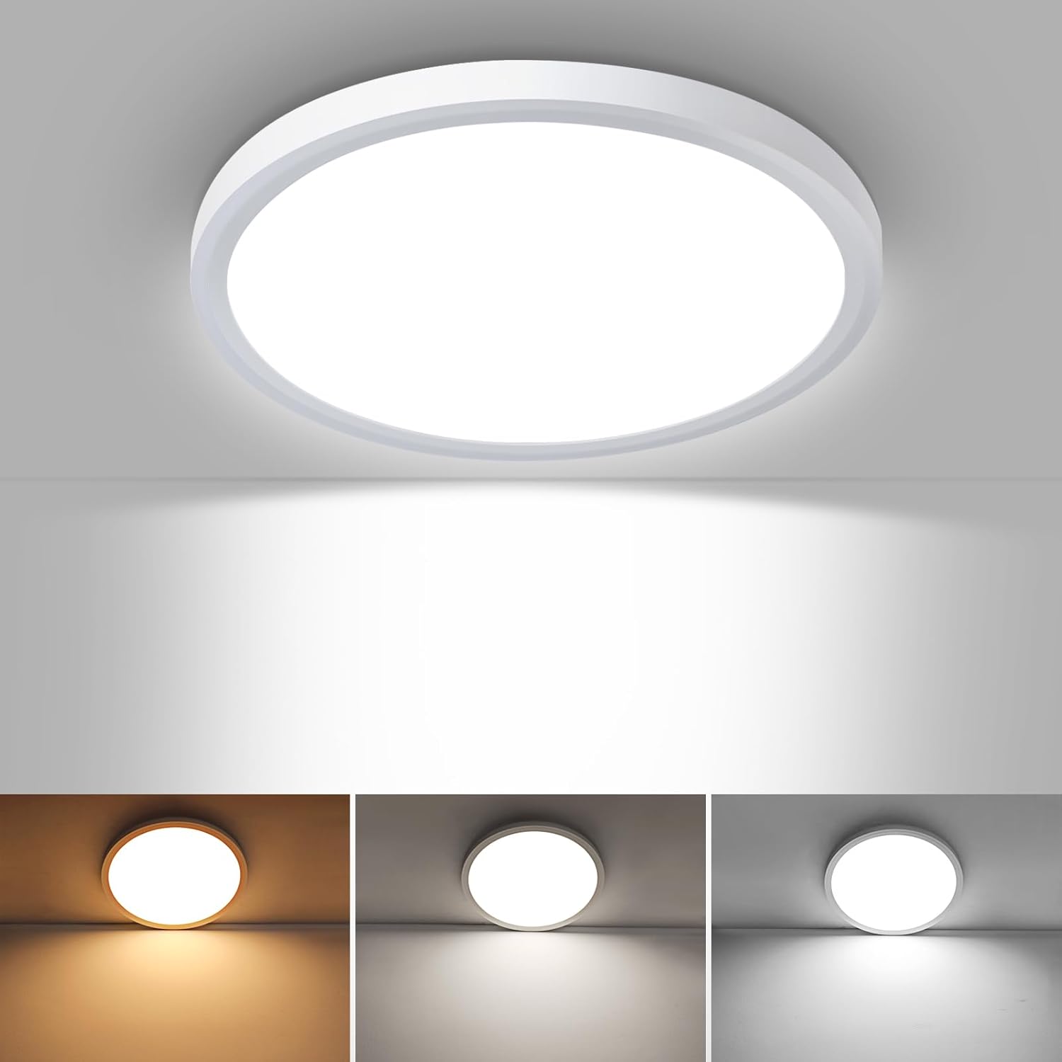 Smanu LED Ceiling Light,18W 1800LM,3 Color Temperatures in One 3000K/4000K/6000K...