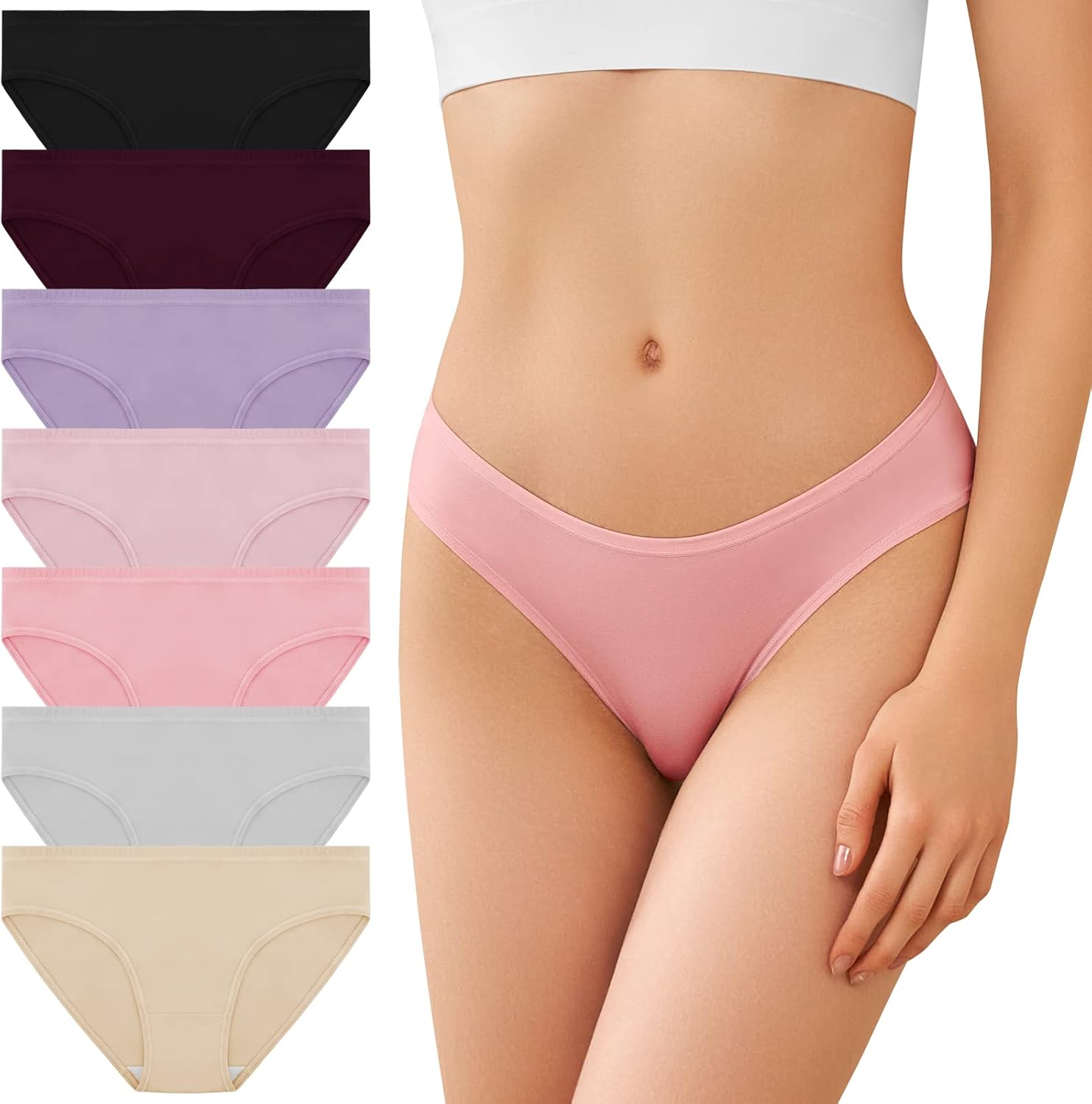 SIMIYA Womens Bikini Briefs, Special Cotton Knickers for Low Rise Hipster Pantie...