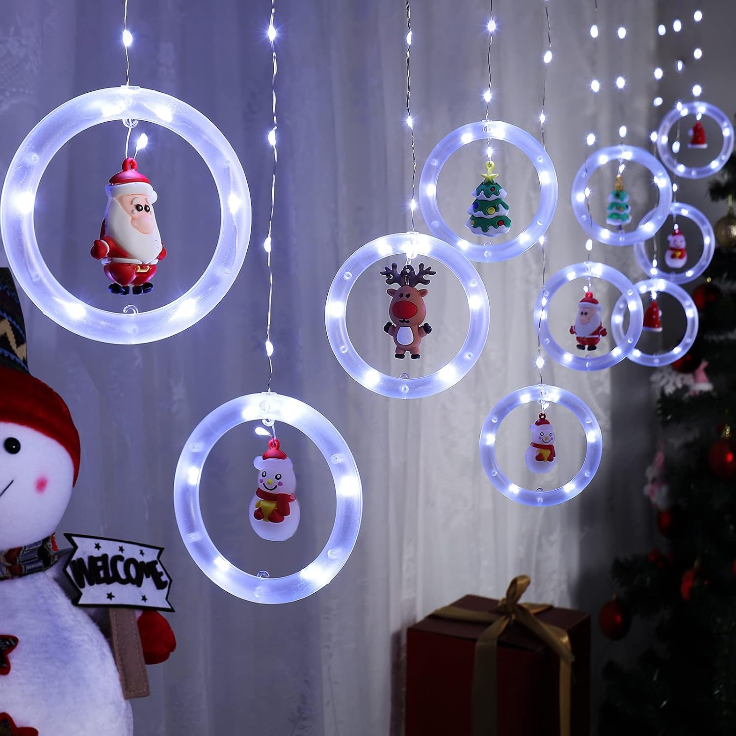 BLOOMWIN Christmas Window Lights, Special LED String Light Curtain for Festive D...