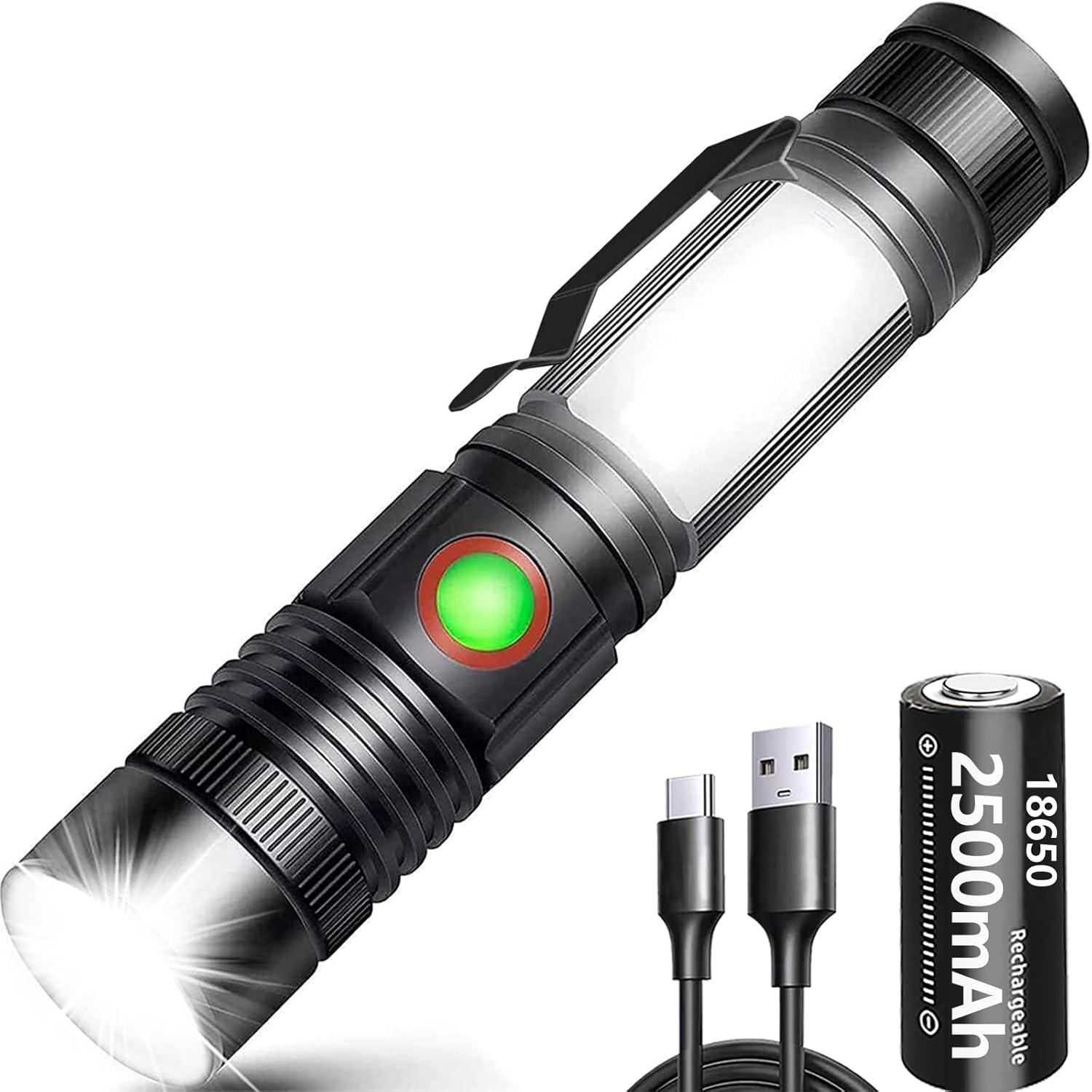 REHKITTZ Torch Led Torches Rechargeable,2000 Lumen (Including Battery) Mini Magn...