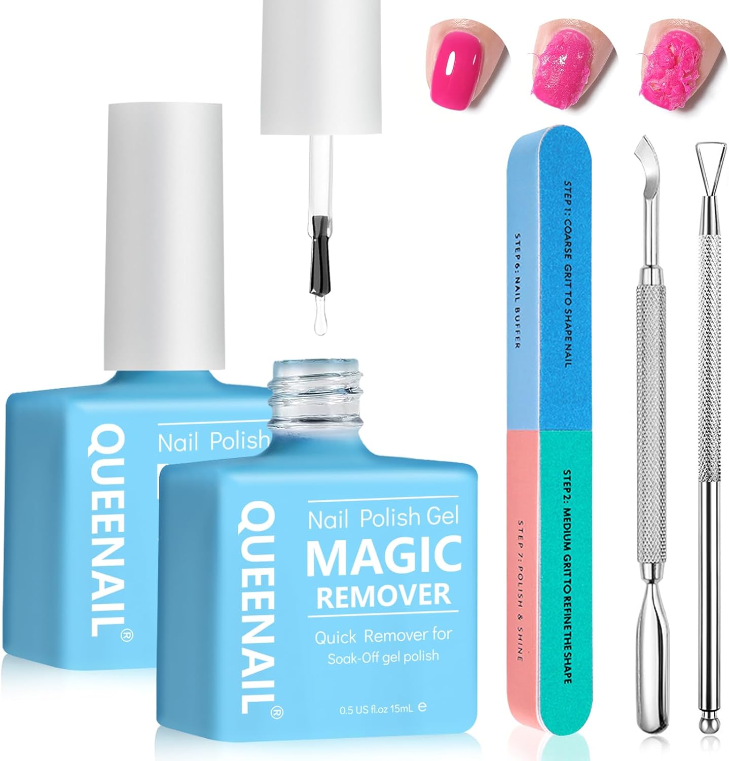 Gel Nail Polish Remover, Special 2 Piece Set for Fast Gel Polish Removal, Innova...