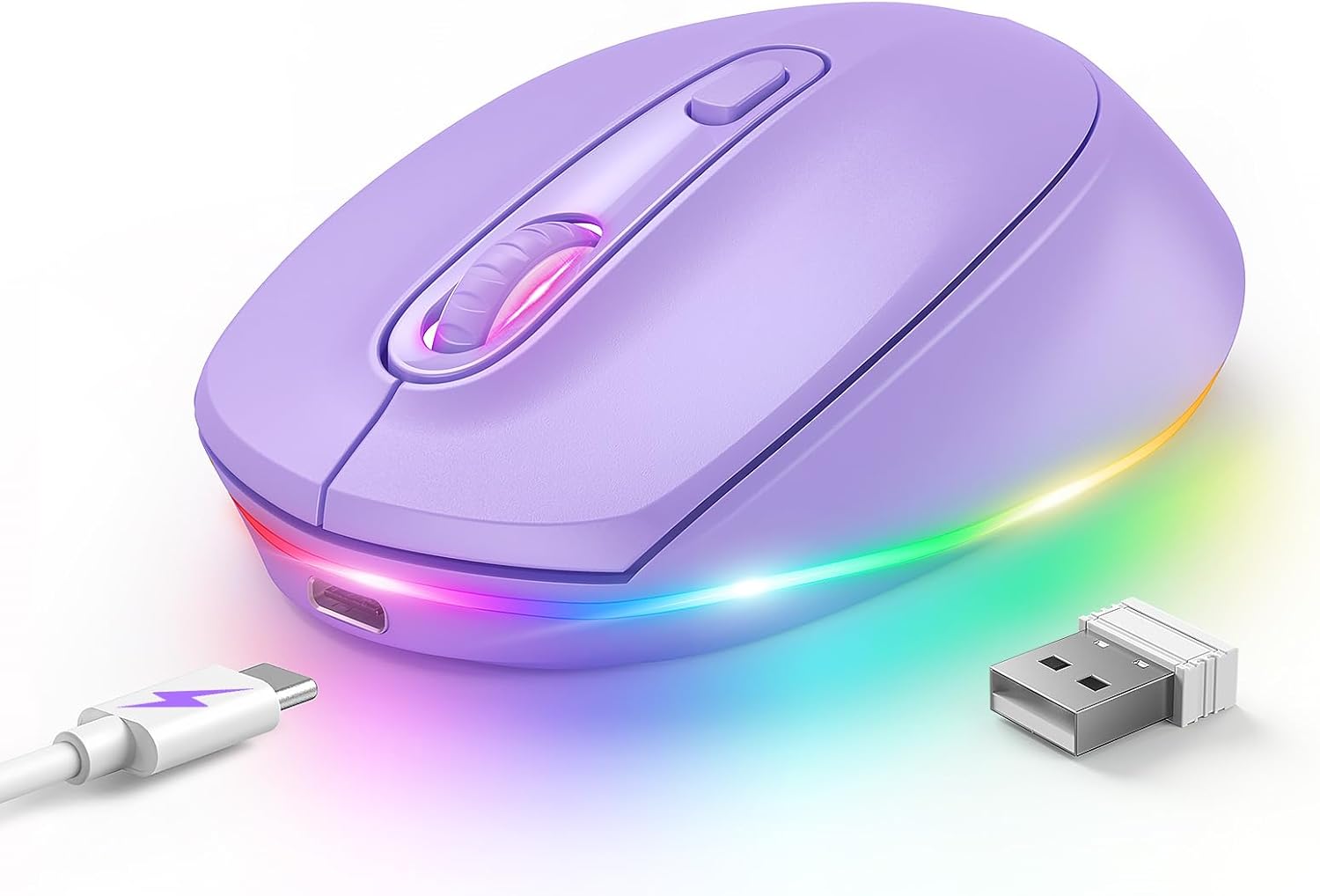Seenda Wireless Mouse -Rechargeable Light Up Mouse for Laptop, Small Cordless Mi...