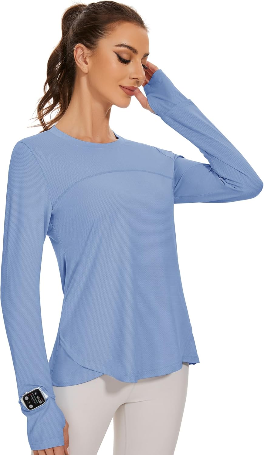 IECCP Workout Shirts for Women Long Sleeve Athletic Tops UPF 50+ Sun Shirts Rash...