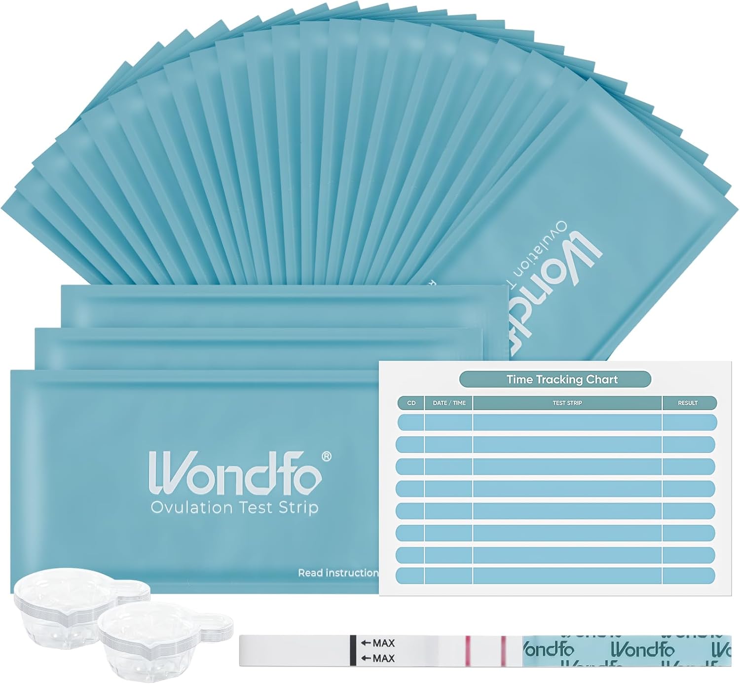 Wondfo Ovulation Test Strips 25 Pack Ovulation Predictor Kit with Urine Cups to...