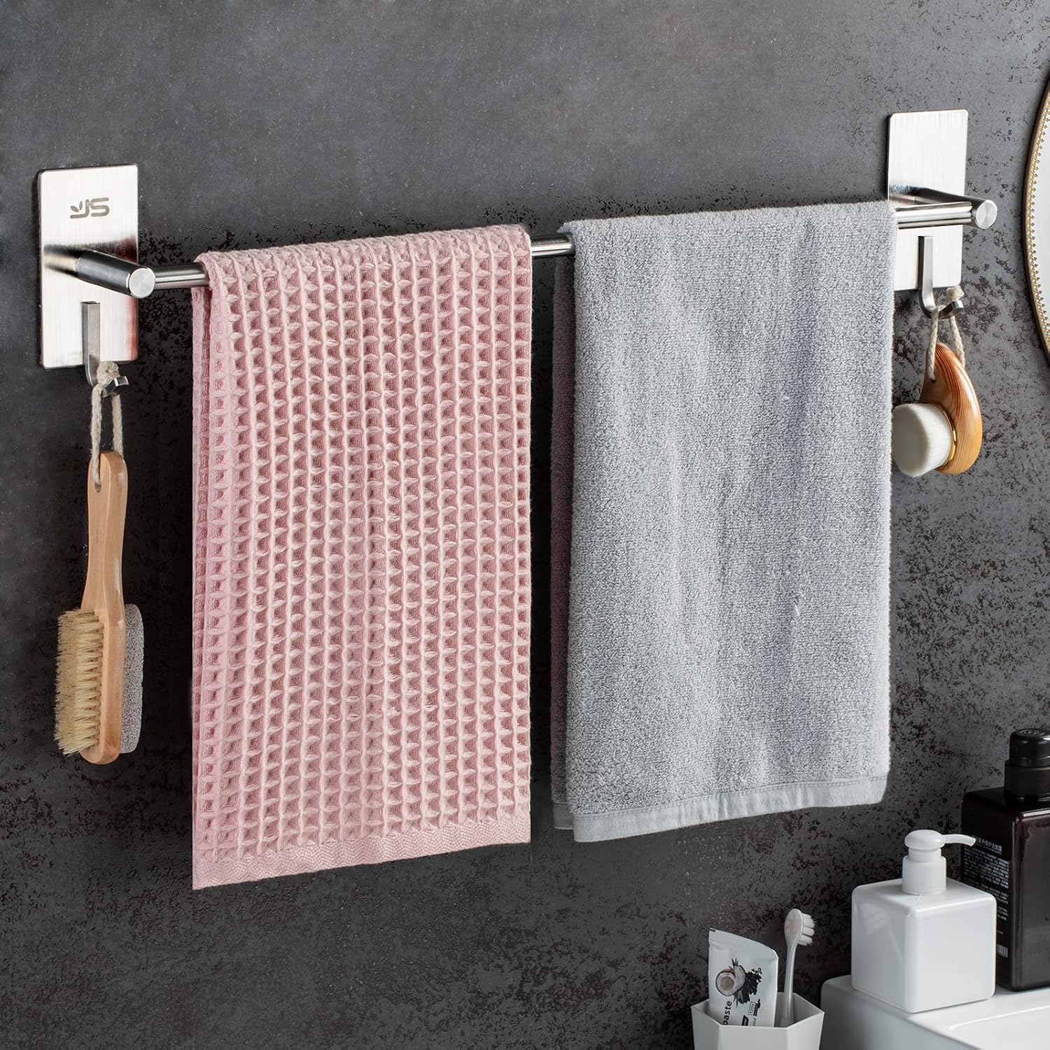 Special JS Towel Rail Holder, High-Quality Self Adhesive Towel Rail with Brushed...