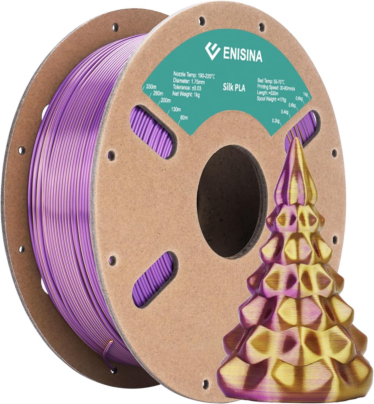 ENISINA Silk PLA Filament, Special Shiny Filament 1.75mm for 3D Printer, High-Qu...