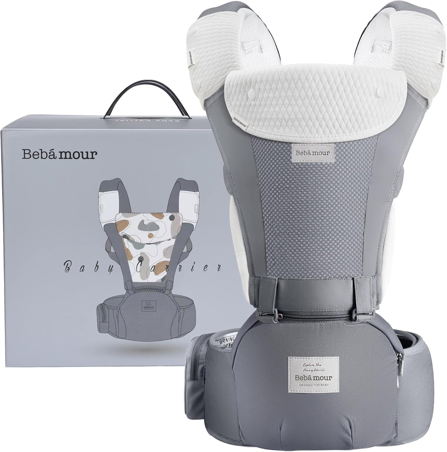 Bebamour Baby Carrier Newborn to Toddler Baby Carrier Hipseat 0-36Months with He...