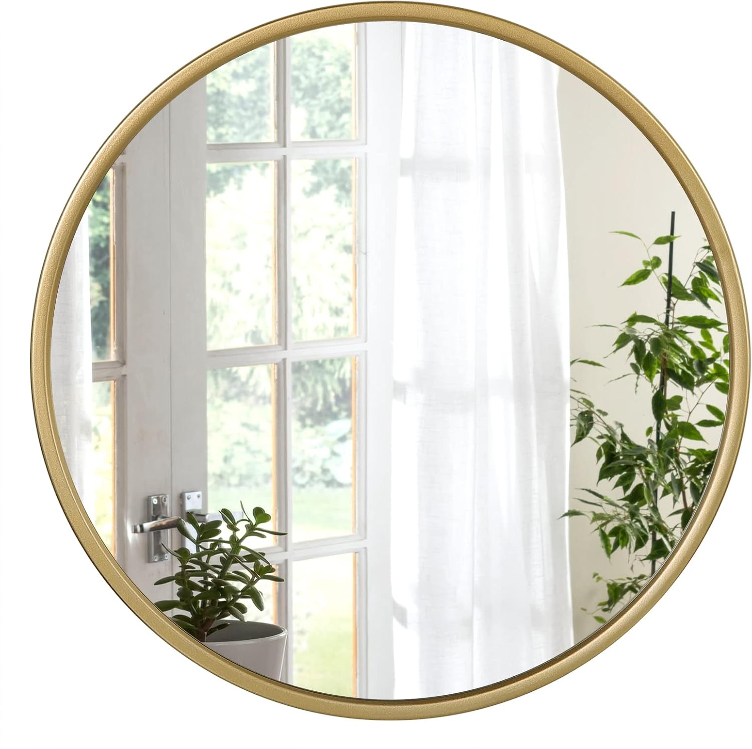 WOLTU Wall Mirror φ 60 cm with Gloden Frame, Modern Round Hanging Mirror for Bat...