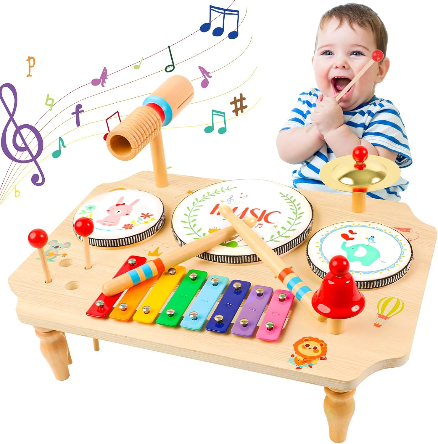 XIAPIA Kids Drum Kit, Baby Drum Musical Instruments Toys for 1 Year Old, Toddler...