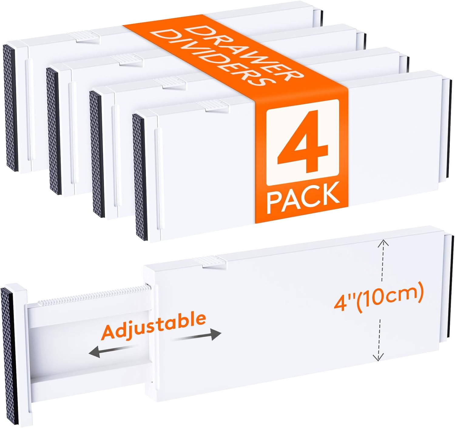 Lifewit 4 Pack Drawer Dividers Plastic 4" High, 11-17" Adjustable Drawer Organis...