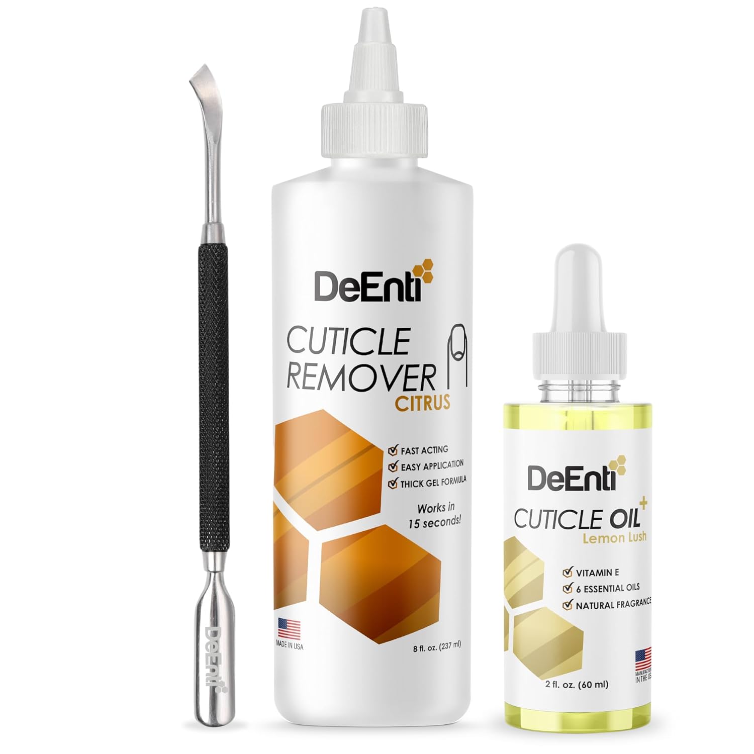 DeEnti Cuticle Maintenance Pack, Bundle Includes Citrus Scented Cuticle Remover,...