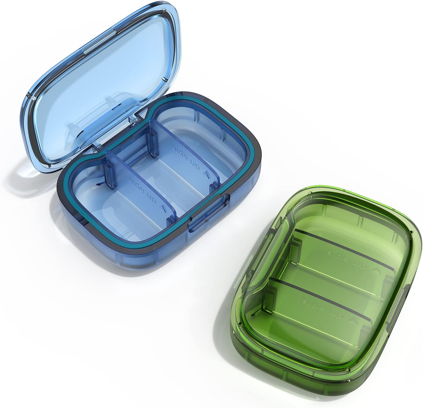 2 Pack 3 Compartment Small Pill Box, Moisture Proof Pill Case, Travel Pill Organ...