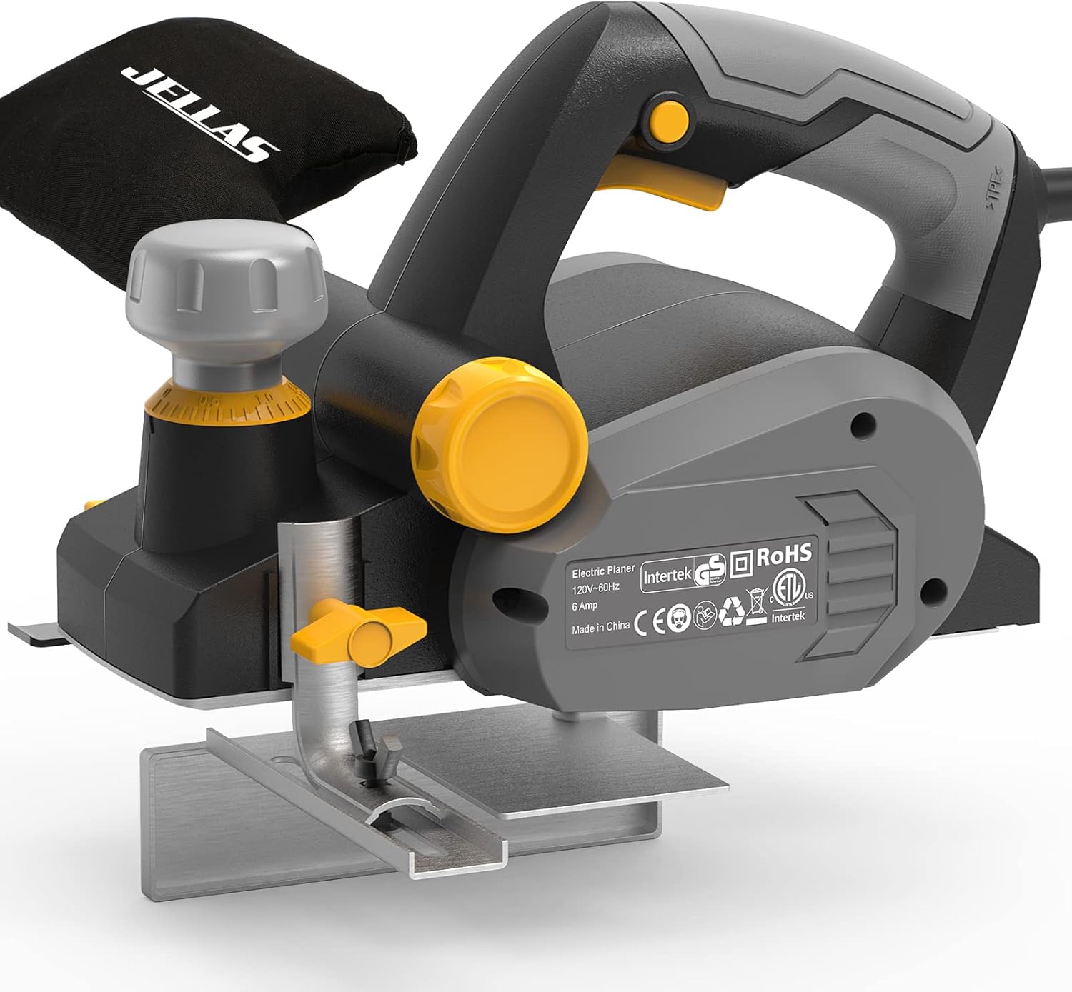 Electric Hand Planer, Jellas 16000RPM Planer, with 2 Reversible HSS Blades, 2mm...
