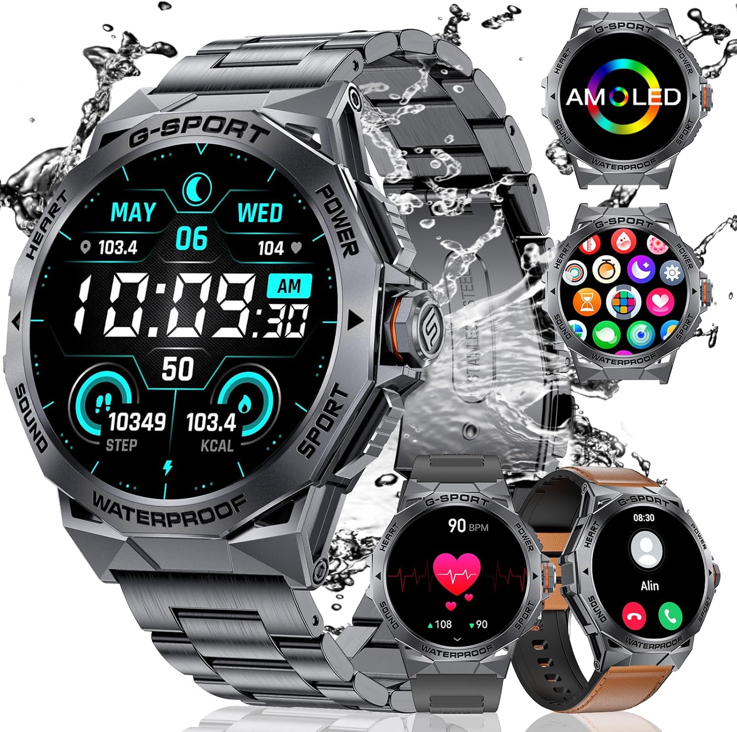 LIGE Military Smart Watch for Men(Answer/Make Calls),1.43"AMOLED Screen Always o...