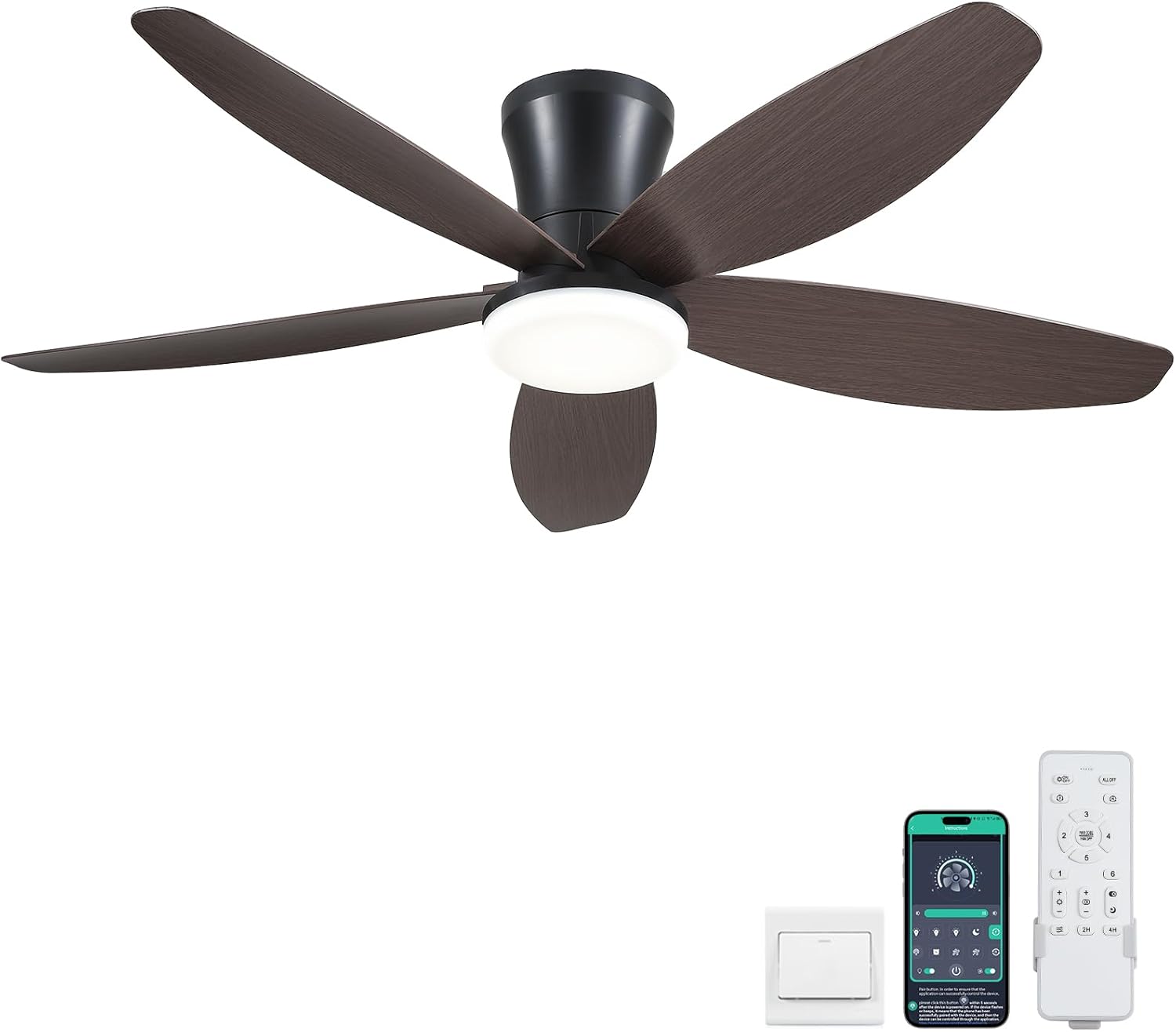 Ceiling Fans with Lights-42 Low Profile Ceiling Fan with Light and Remote/APP Co...